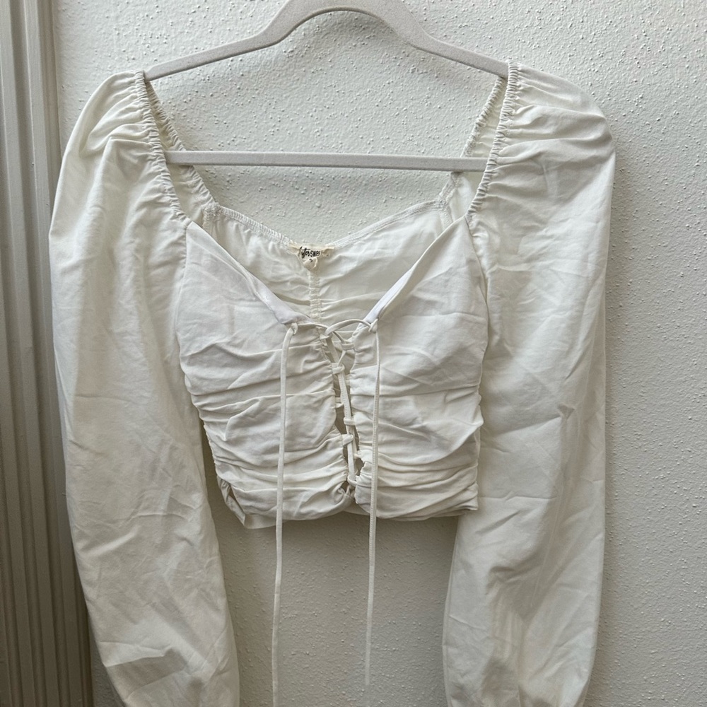 White puffy sleeve top from a local boutique